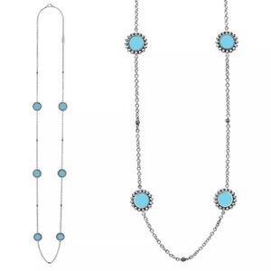 LAGOS Maya Six Station Blue Ceramic Circle Necklace in Sterling Silver 34"